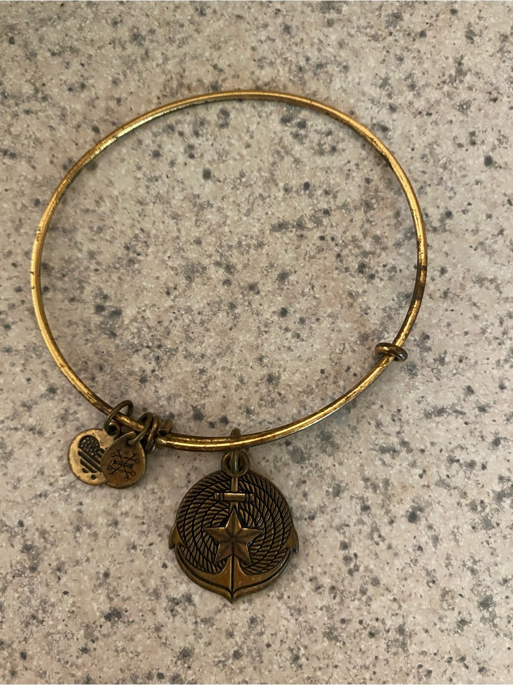 Alex & Ani Gold Anchor Star Charm Bangle Bracelet